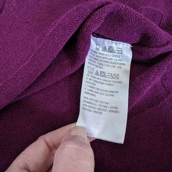 Isaac Mizrahi Women's S Scalloped Bell Sleeve Turtleneck Sweater Purple Pullover - Picture 3 of 10